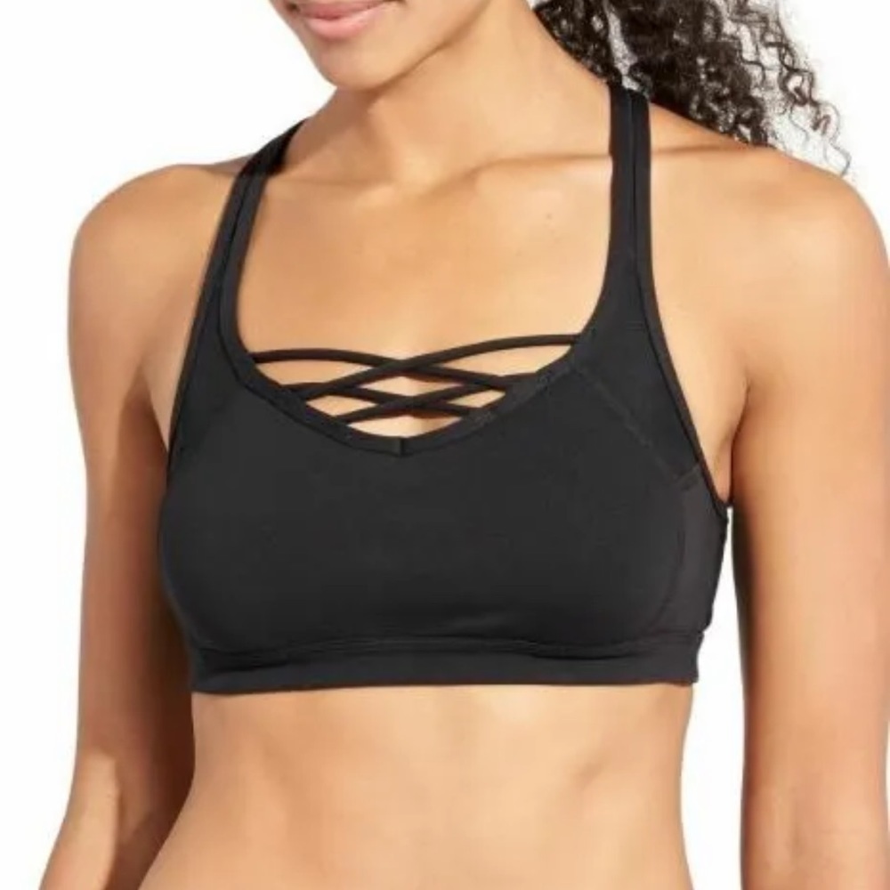 ATHLETA Activewear Mind Over Mat Bra Black Strappy‎ Crisscross Padded XS #459175